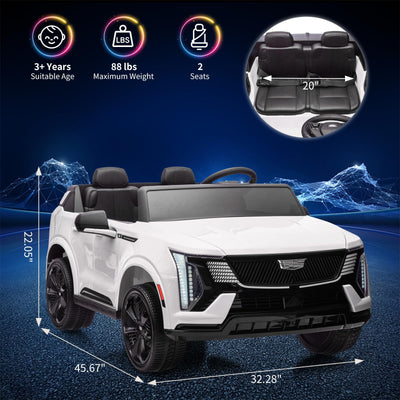 Garvee 24V 2-Seater Kids Ride On Car Licensed Cadillac Electric Toy with 2.4G Remote, Spring Suspension, Music, LED Lights, Battery Powered for Toddlers Outdoor Fun