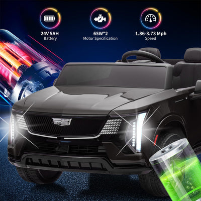 Garvee 24V 2-Seater Kids Ride On Car Licensed Cadillac Electric Toy with Remote Control, Spring Suspension, Music, LED Lights, Battery Powered for Toddlers