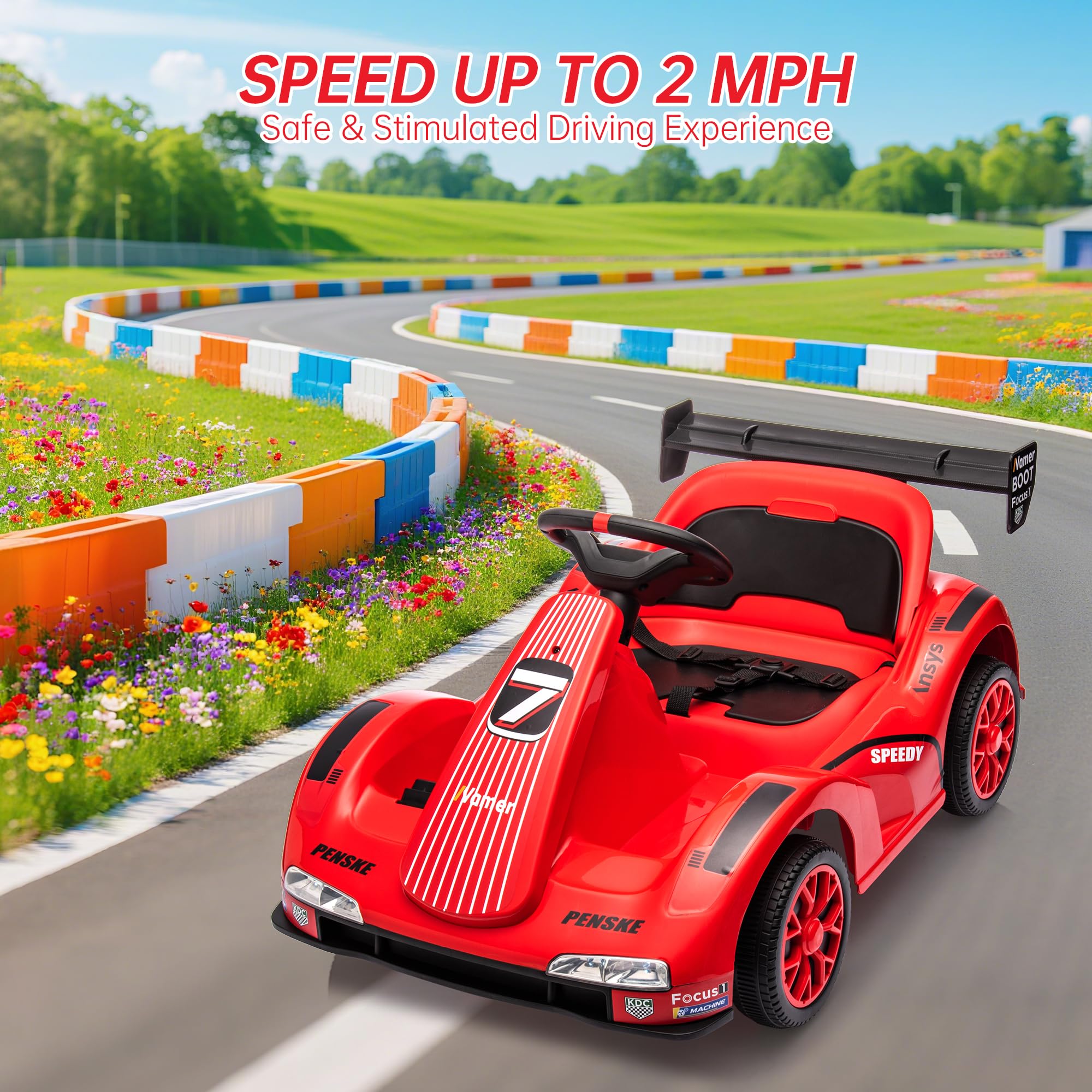 Garvee Kids Electric Go Kart 6V Ride On Car with Parent Remote Control, LED Dashboard, Drift Function, Reinforced Steel Frame, Safety Belt, Music Player, for Toddlers Outdoor Play