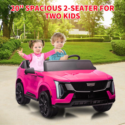 Garvee 24V Kids Ride On Car Licensed Cadillac 2-Seater Electric Truck with Remote Control, Spring Suspension, LED Lights, Music - Battery Powered, Pink, for Toddlers