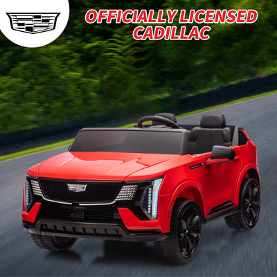 Garvee 2 Seater Ride On Car Kids 24V Electric Cadillac Battery Powered 2.4G Remote Control Full-Wheel Suspension LED Lights Music Red Outdoor Fun