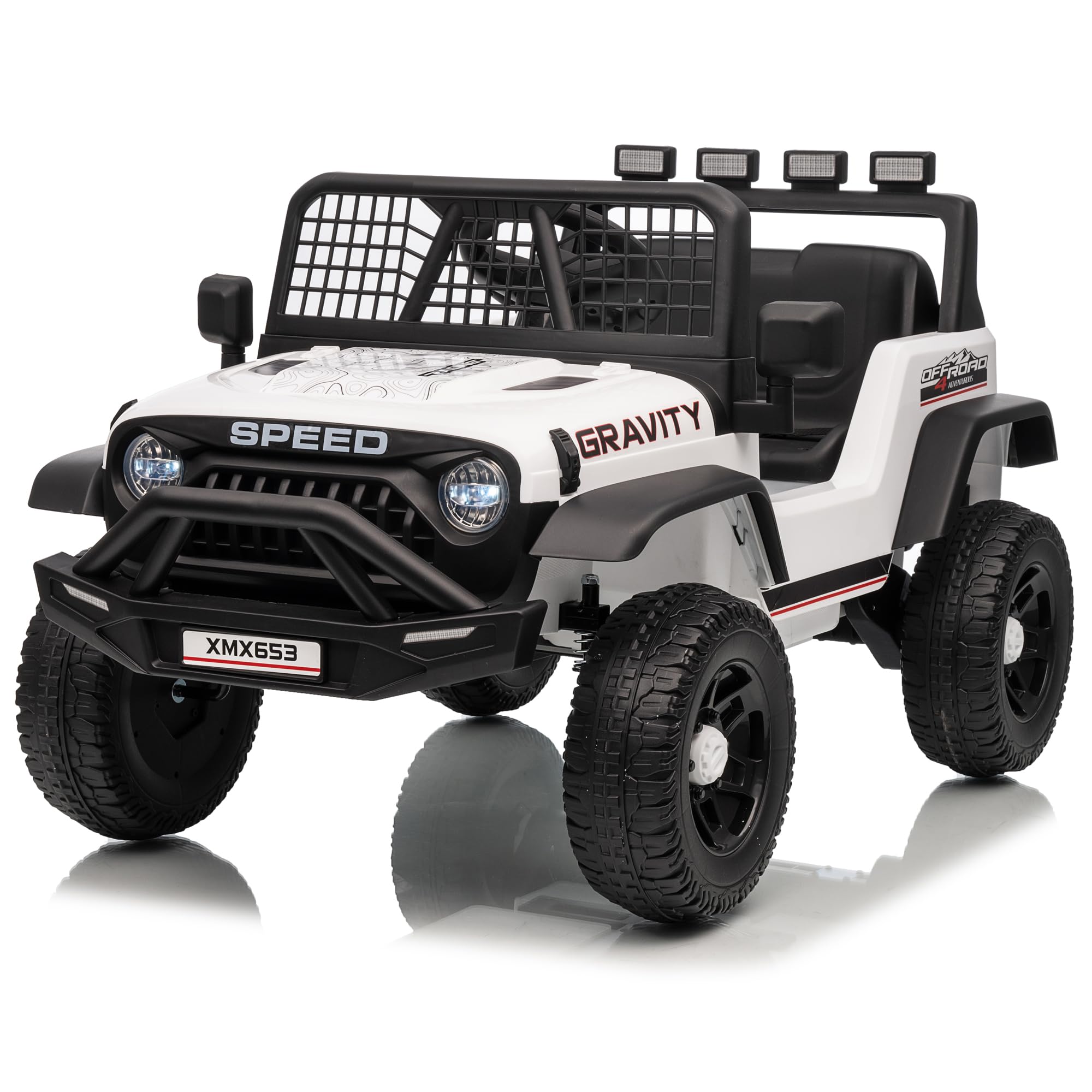 Garvee 12V Kids Electric Ride On Truck with Remote Control, Bluetooth Music, LED Lights, EVA Material, Dual Drive, Safety Features, Outdoor Play
