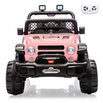 Garvee 12V Kids Electric Ride-On Truck Car – 2x550W Motors, Remote Control, 3 Speeds, Spring Suspension, LED Lights, Music, Safety Belt – Battery Powered Vehicle for Children Ages 2-8, Pink