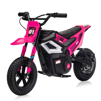 Garvee 24V Electric Kids Dirt Bike 350W Motor Rear Suspension Leather Seat Bluetooth Music Black Blue Green Red Rose Ages 10+ Outdoor Fun