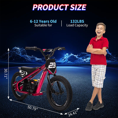 Garvee Ride - G Series: 16 Inch Kids Electric Balance Bike 250W Motor 3 Speed Settings Aluminum Frame Detachable Battery Off-Road Tires for Ages 6-12 Outdoor Adventure