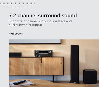DENON AVR-S970H 7.2 Ch 185W 8K with HEOS Built-in AV Receiver Ex-Display Clearance