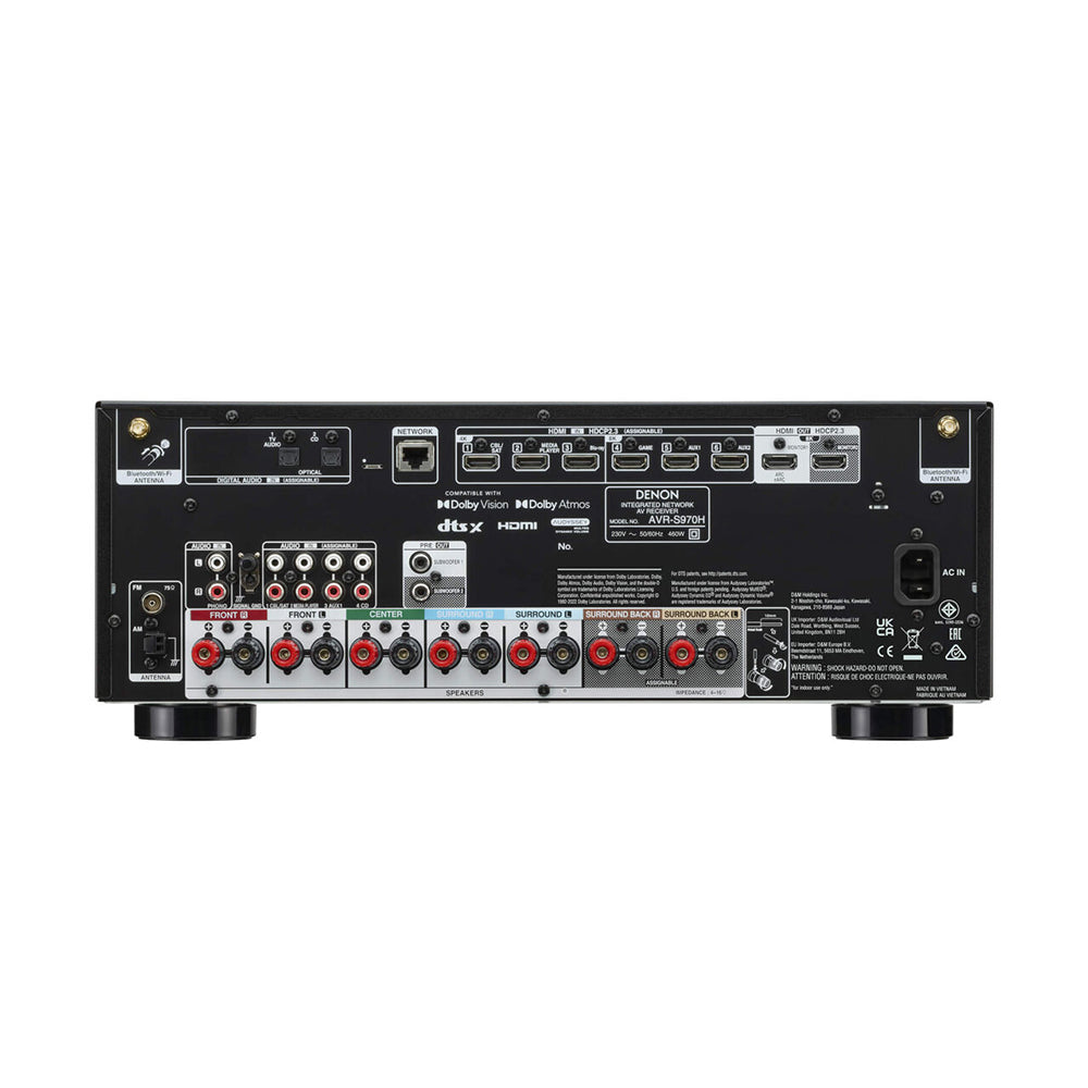 Denon AVRS970H 8K 7.2 Ch Dolby Atmos AV Receiver with Wharfedale Diamond 12.1i HCP 5.1 Speaker Package - Black