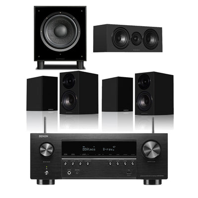 Denon AVRS970H 8K 7.2 Ch Dolby Atmos AV Receiver with Wharfedale Diamond 12.1i HCP 5.1 Speaker Package - Black