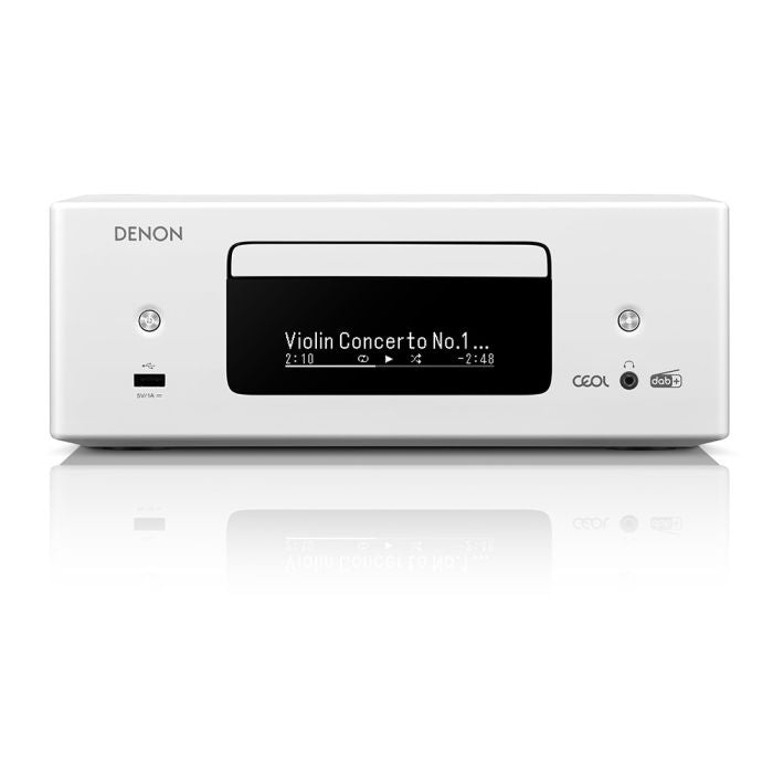 Denon CEOL RCD-N12 DAB+ Hi-Fi System White with Klipsch R-60M Bookshelf Speakers Pair HiFi Package