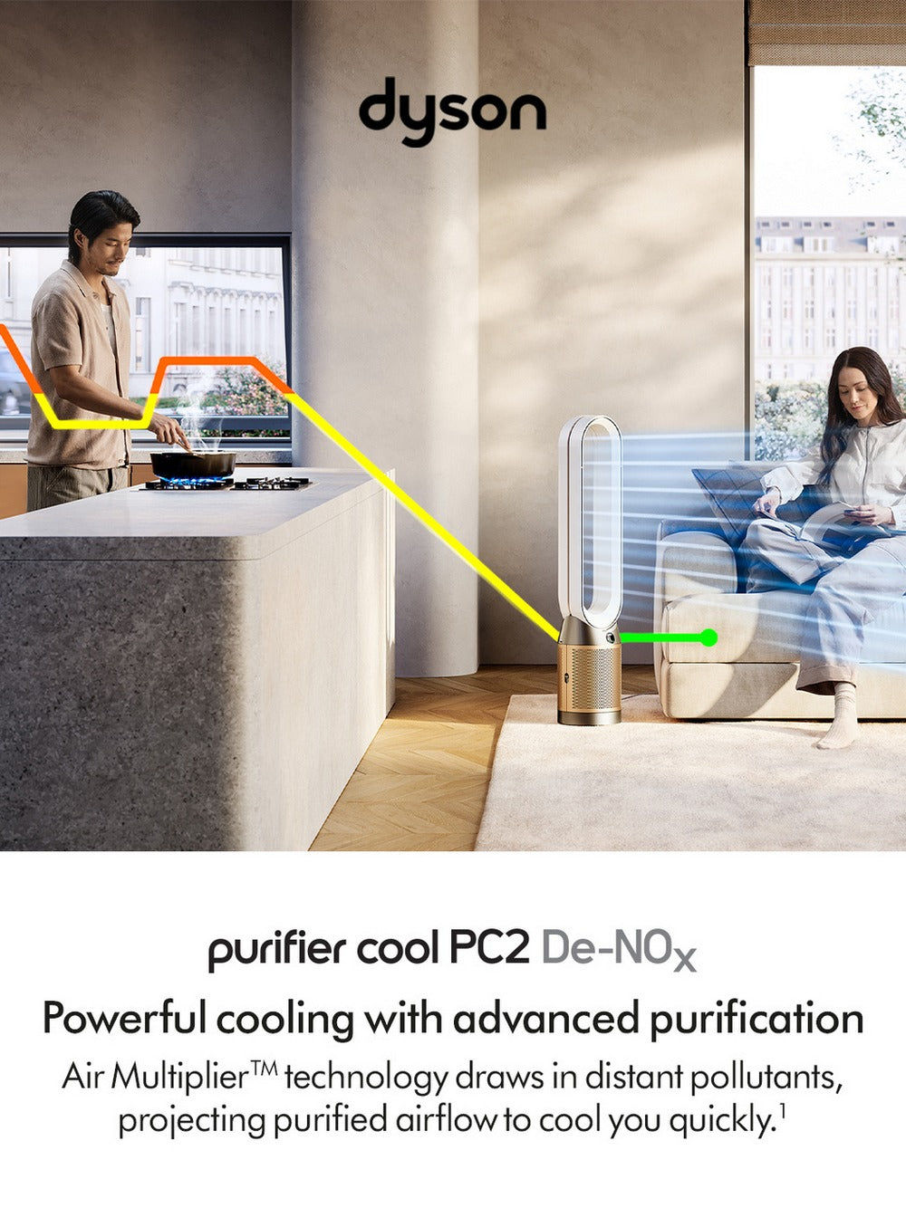 Dyson Purifier Cool PC2 De-NOx Purifying Fan (TP12) - White/Gold
