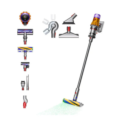 Dyson V12 Detect Slim Absolute Cordless Vacuum Cleaner with Furniture Cleaning Kit - Yellow Nickel