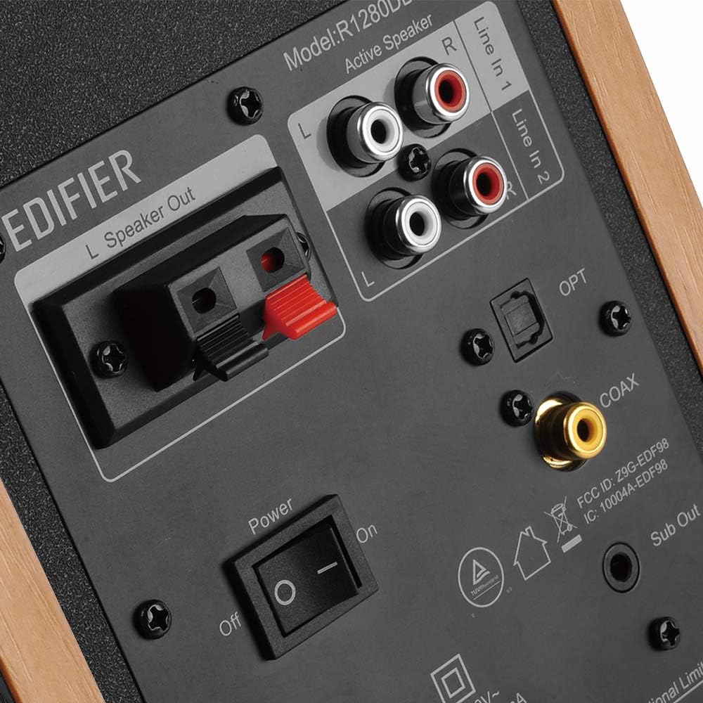 Edifier R1280DBS Active 2.0 BT Bookshelf Speakers Pair with Sub Out - Maple