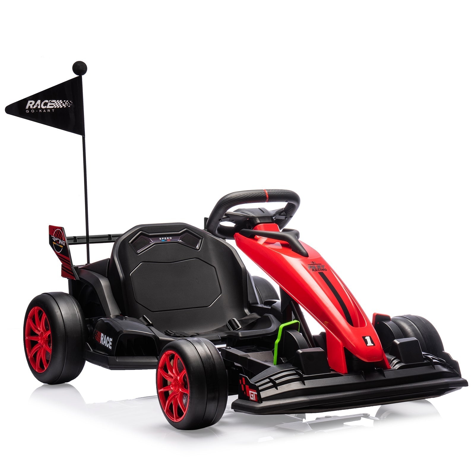 Garvee Ride - G Series: 24V Electric Drift Kart for Kids, Ride Car with Adjustable Seat & 7.5MPH Speed, EVA Silent Wheels, Parent-Safety Certified Ride-On Toy - Red