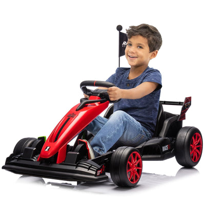 Garvee Ride - G Series: 24V Kids Ride On Go Kart Red, Adjustable Legroom, 7.5mph High Speed, 7ah Battery, 200W*2 Motors, Max Load 135lbs, Racing Toy for 6+