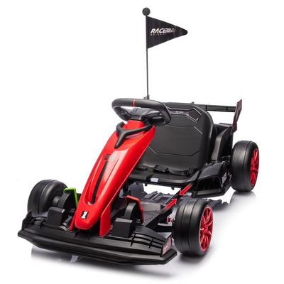 Garvee Ride - G Series: 24V Kids Ride On Go Kart Red, Adjustable Legroom, 7.5mph High Speed, 7ah Battery, 200W*2 Motors, Max Load 135lbs, Racing Toy for 6+