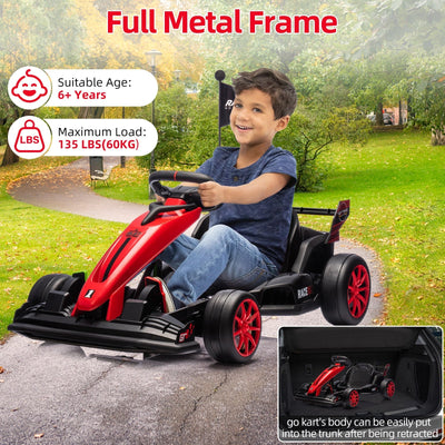 Garvee Ride - G Series: 24V Kids Ride On Go Kart Red, Adjustable Legroom, 7.5mph High Speed, 7ah Battery, 200W*2 Motors, Max Load 135lbs, Racing Toy for 6+