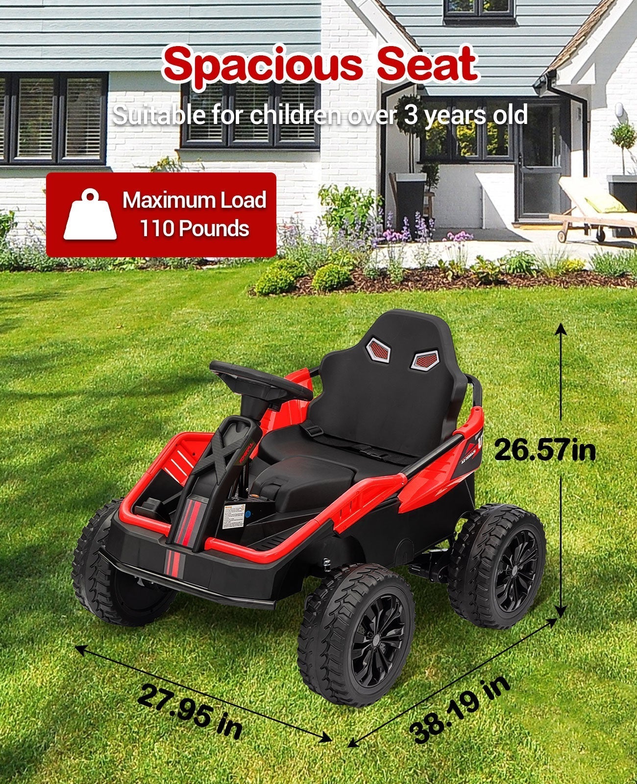 Garvee 24V Ride On Toy for Big Kids, 6MPH 200W 4x4 Ride On Car w/Parent Remote, Metal Frame, Headlights, Shock Absorbers, Music, Horn, Battery Powered Electric Cars for Kids, Red