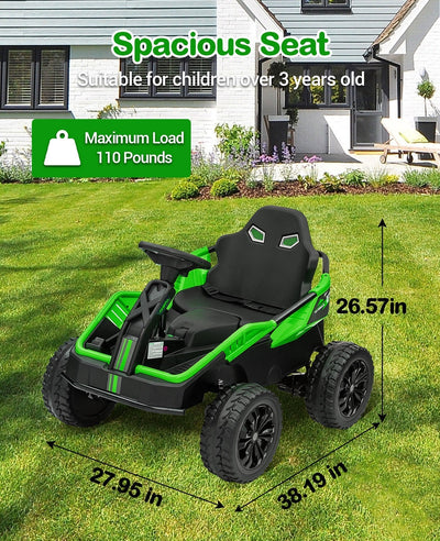 Garvee 24V Kids Electric Car with Parent Control, 200W 4x4 Ride On Toy for Big Kids, 4 Shock Absorbers, Metal Frame, 4 Wheeler ATV for Boys Girls Ages 3+, Green