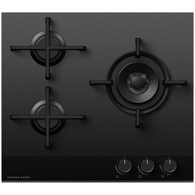 Fisher and Paykel CG603DLPGB4 Series 9 60cm 3 Burner Gas Hob Black Glass