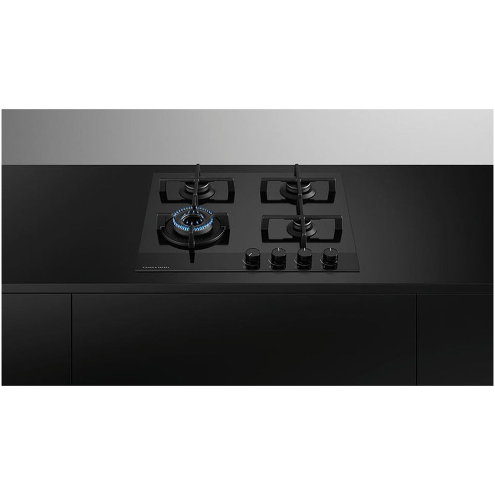 Fisher and Paykel CG604DLPGB4 Series 9 60cm 4 Burner Gas Hob in Black Glass