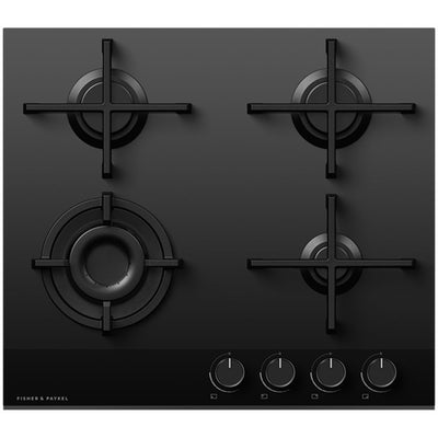 Fisher and Paykel CG604DLPGB4 Series 9 60cm 4 Burner Gas Hob in Black Glass