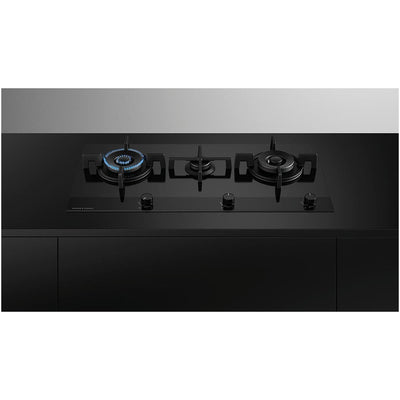 Fisher and Paykel CG903DLPGB4 Series 9 90cm 3 Burner Gas Hob Black Glass