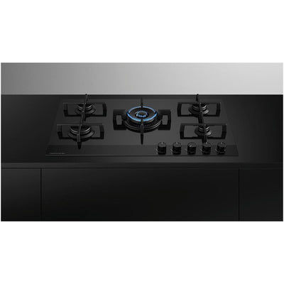 Fisher and Paykel CG905DLPGB4 Series 9 90cm 5 Burner Gas Hob Black Glass