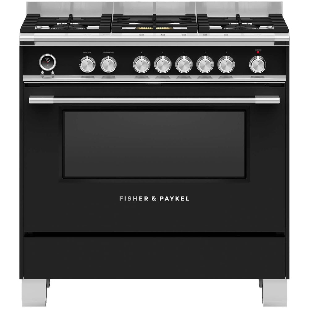 Fisher and Paykel OR90SCG6B1 Series 9 Classic Single Oven Dual Fuel Range Cooker With Pyrolytic Cleaning Black