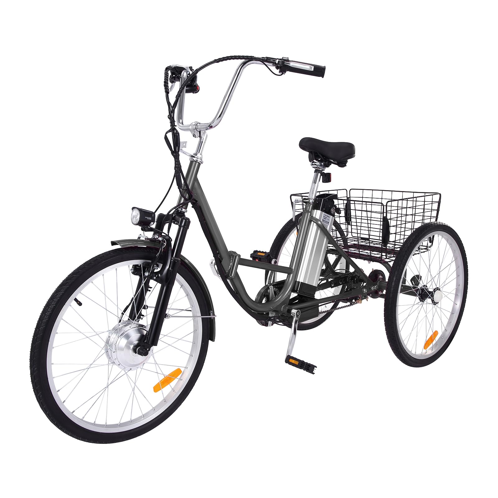 Garvee 26 Inch Adult Electric Tricycle Folding 7-Speed Electric Tricycle with Basket, 36V Detachable Battery, 250W Brushless Motor Suitable for Men and Women, Gary
