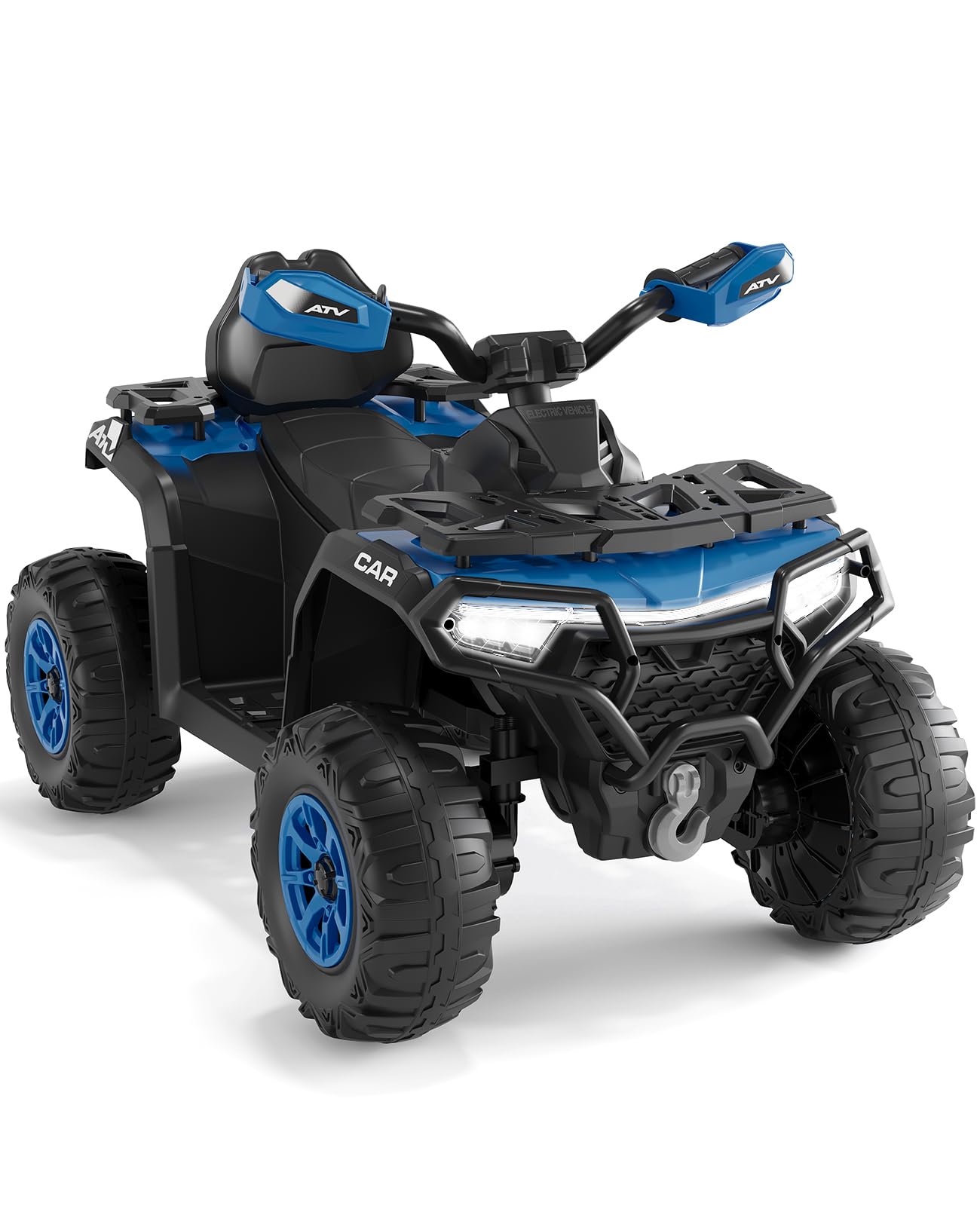 Garvee 12V Kids Electric ATV Ride-On Car – Dual Motors – Parent Remote Control – LED Lights, wireless, Music, USB, Spring Suspension – Outdoor Off-Road Four Wheeler for Boys & Girls Ages 3-8 – Royal Blue