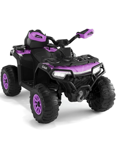 Garvee 12V Kids Electric ATV Ride-On Car – Dual Motors – Parent Remote Control – LED Lights, wireless, Music, USB, Spring Suspension – Battery Powered Outdoor Quad Toy for Boys & Girls – Purple