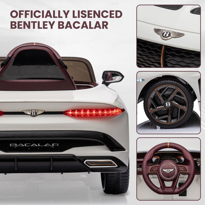 Garvee Kids Ride On Car, Licensed Bentley Bacalar 12V Electric Vehicles w/Parent Remote Control, Scissor Door, Suspension, 3 Speeds, LED Lights, Horn, Battery Powered Ride on Toy for Boys Girls - White
