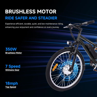 Garvee 24 Inch Adult Electric Tricycle 3 Wheel Fat Tires Electric Bicycle with Basket, 350W Powerful Motor, 36V Removable Battery, 7 Speed (Dark Gray)