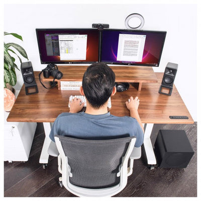 Kanto ORA 100W Powered Reference Desktop Speakers with Bluetooth & SE2 Speaker Stands Package Black