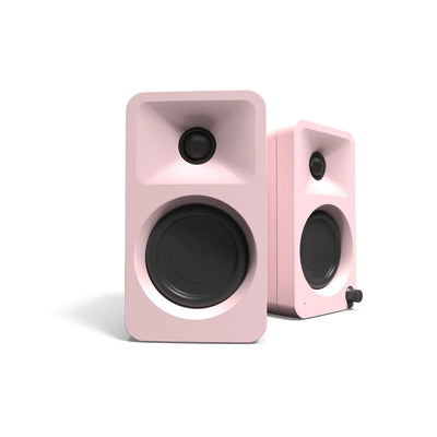 Kanto ORA 100W Powered Reference Desktop Speakers with Bluetooth & SE2 Speaker Stands Package Pink