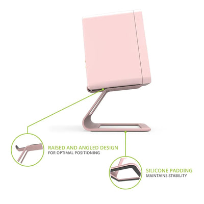 Kanto ORA 100W Powered Reference Desktop Speakers with Bluetooth & SE2 Speaker Stands Package Pink