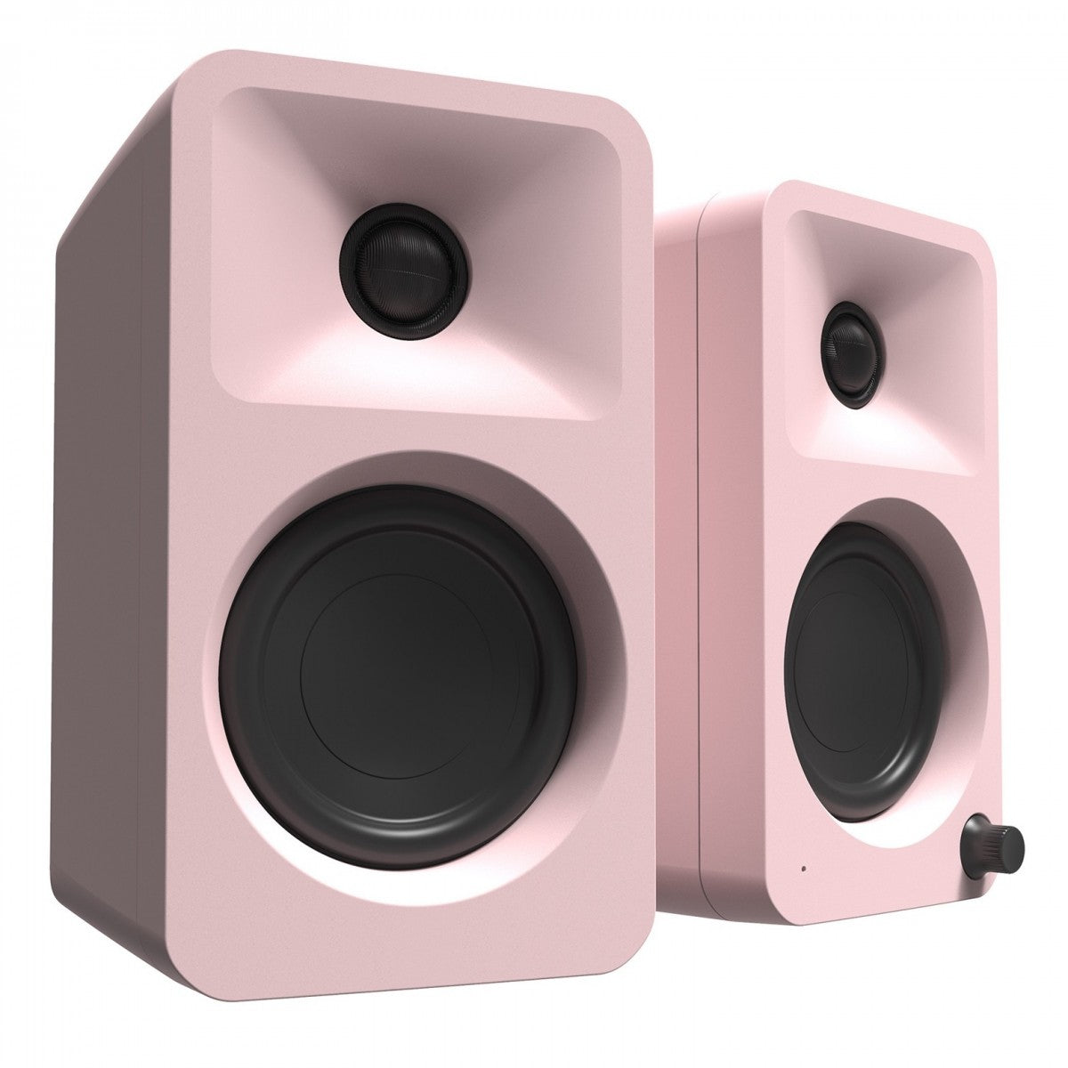 Kanto ORA 100W Powered Reference Desktop Speakers with Bluetooth & SE2 Speaker Stands Package Pink