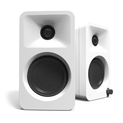 Kanto ORA 100W Powered Reference Desktop Speakers with Bluetooth & SE2 Speaker Stands Package White