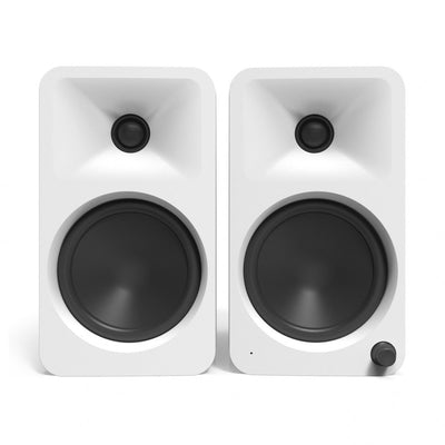 Kanto ORA4 140W Powered Reference Desktop Speakers with Bluetooth & S4 Tilted Speaker Stands White