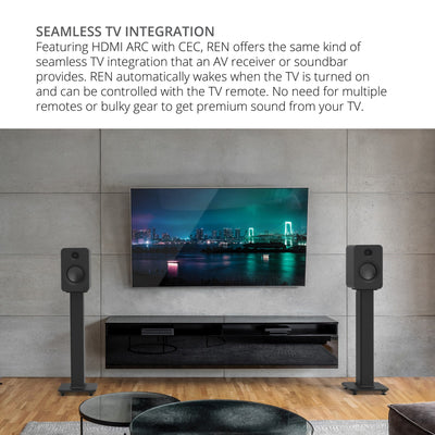 Kanto REN 200W Powered Bookshelf Speakers Pair with HDMI ARC USB-C and Bluetooth 5.3 - Matte Black