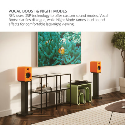 Kanto REN 200W Powered Bookshelf Speakers Pair with HDMI ARC USB-C and Bluetooth 5.3 - Matte Grey