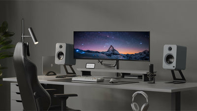Kanto REN 200W Powered Bookshelf Speakers Pair with HDMI ARC USB-C and Bluetooth 5.3 - Matte Grey