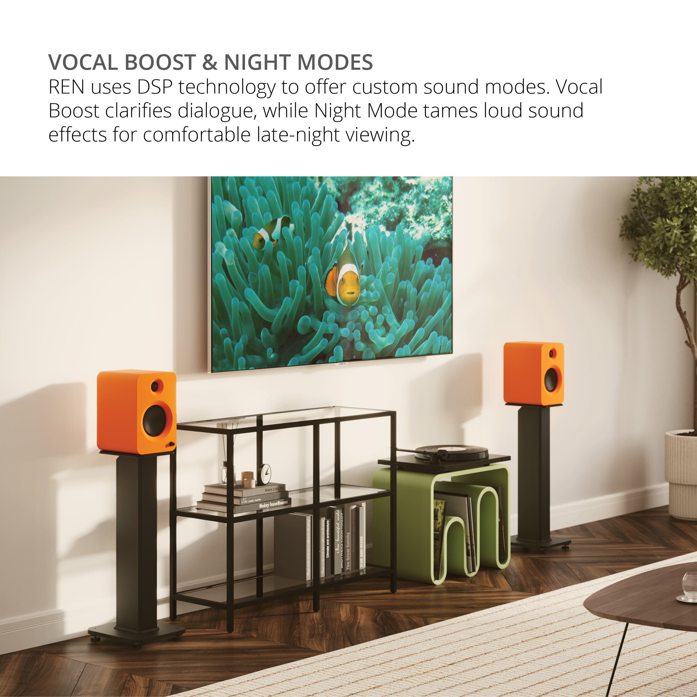 Kanto REN 200W Powered Bookshelf Speakers Pair with HDMI ARC USB-C and Bluetooth 5.3 - Matte White