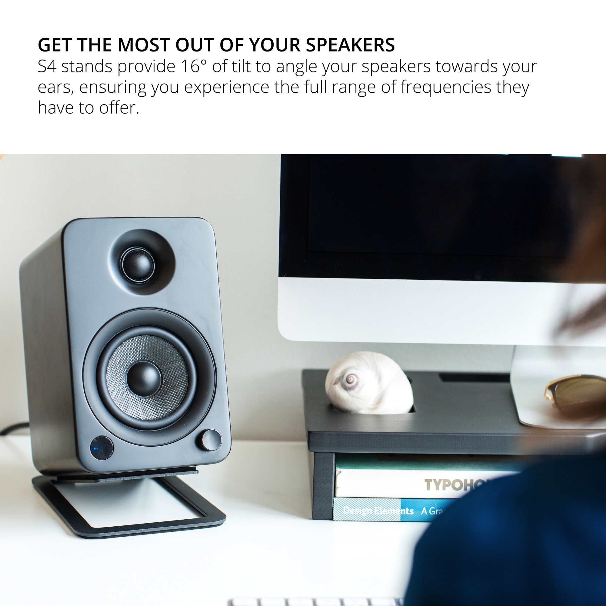 Kanto S4 Medium Desktop Speaker Stands Black