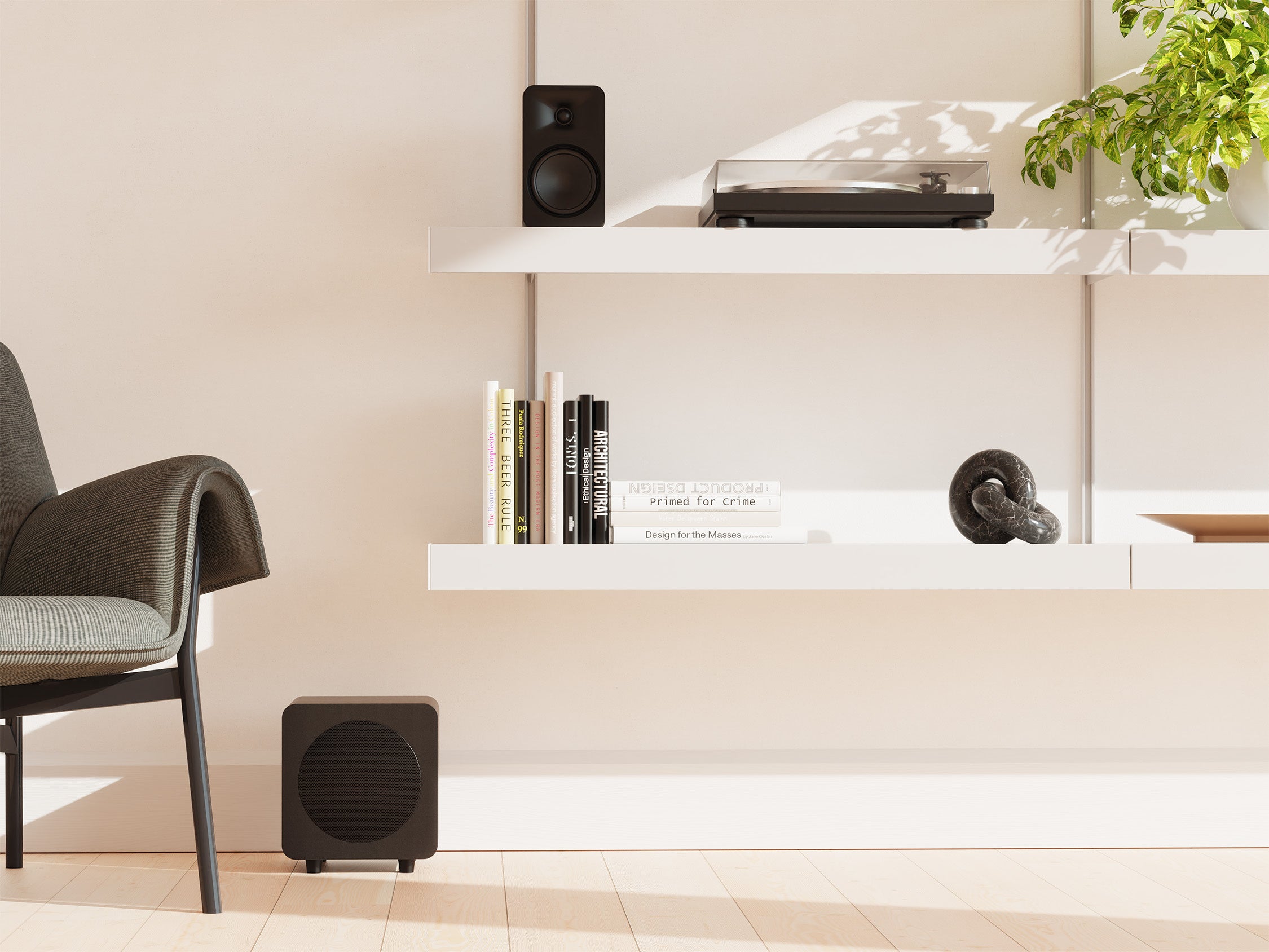 Kanto SUB6 200W 6 Inch Vinyl Subwoofer - Matte Black