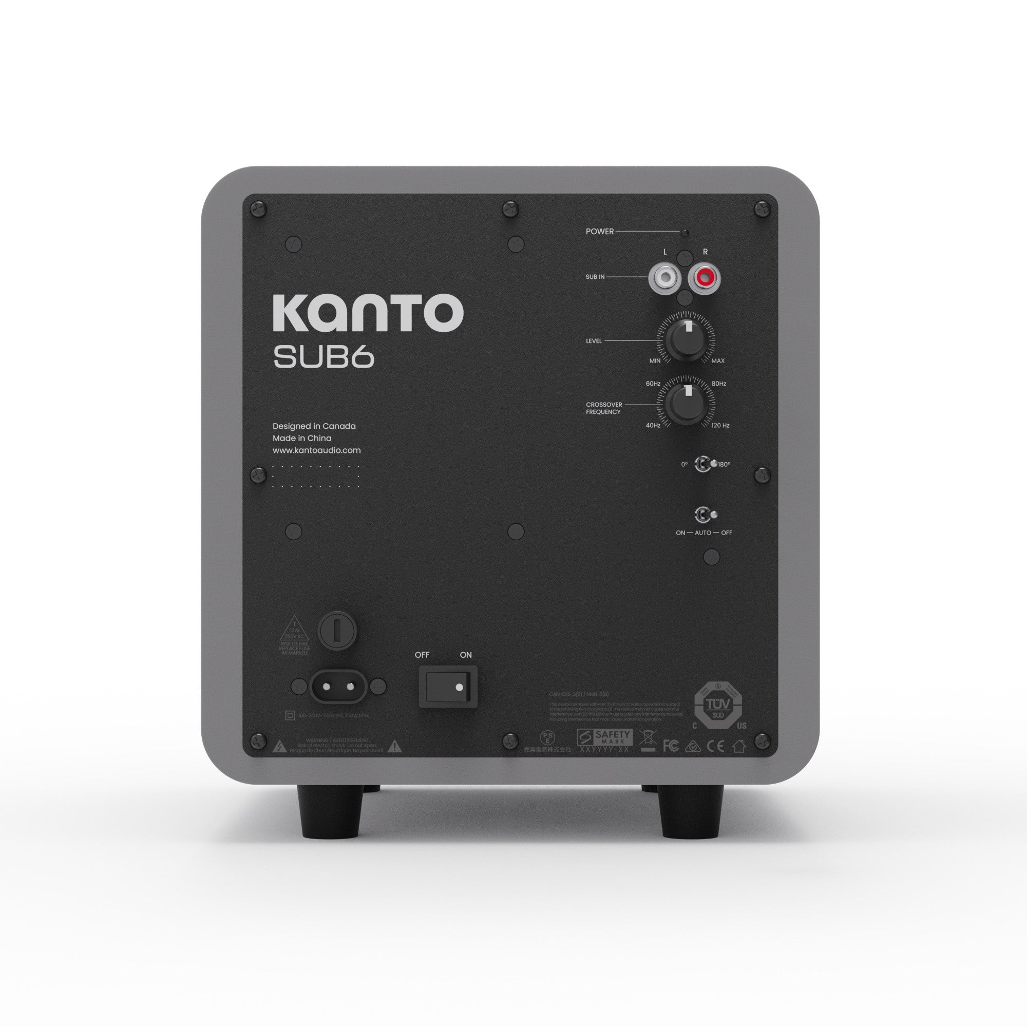 Kanto SUB6 200W 6 Inch Vinyl Subwoofer - Matte Grey