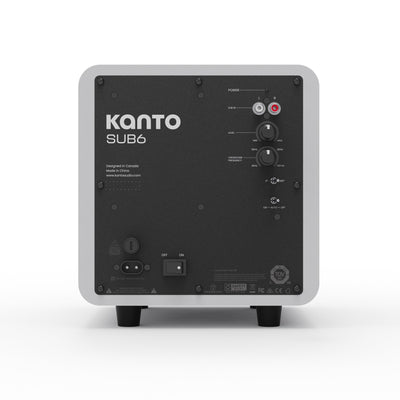 Kanto SUB6 200W 6 Inch Vinyl Subwoofer - Matte White with Black Grill