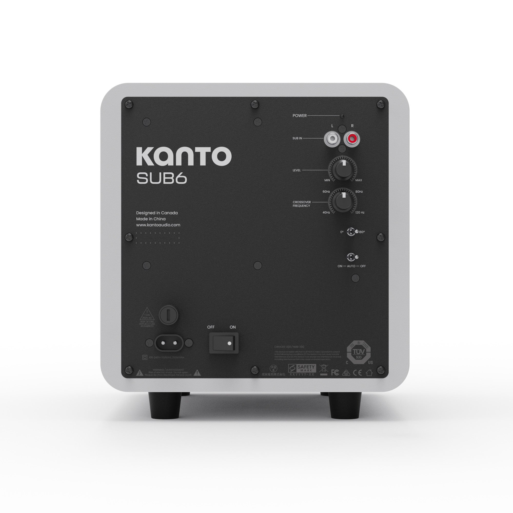 Kanto SUB6 200W 6 Inch Vinyl Subwoofer - Matte White with White Grill