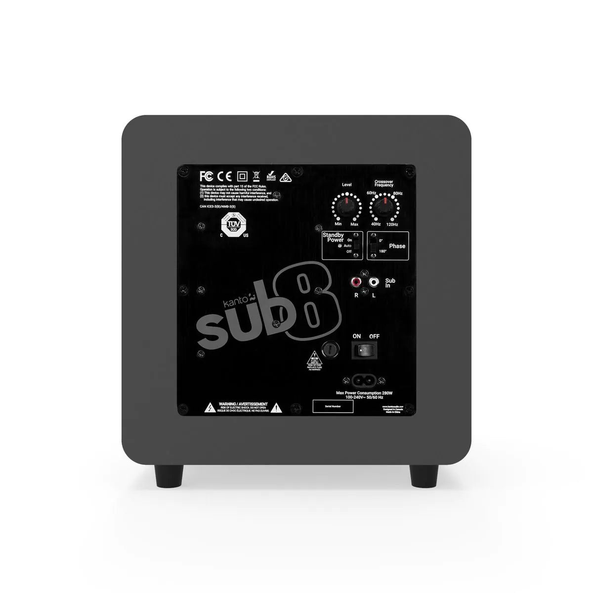 Kanto SUB8 Vinyl Subwoofer Matte Grey