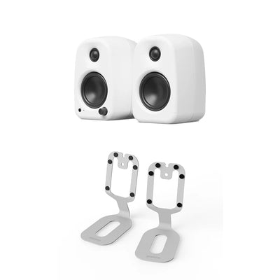 Kanto UKI 100W Bluetooth Speakers with Kanto SU2 Desktop Speaker Stands White
